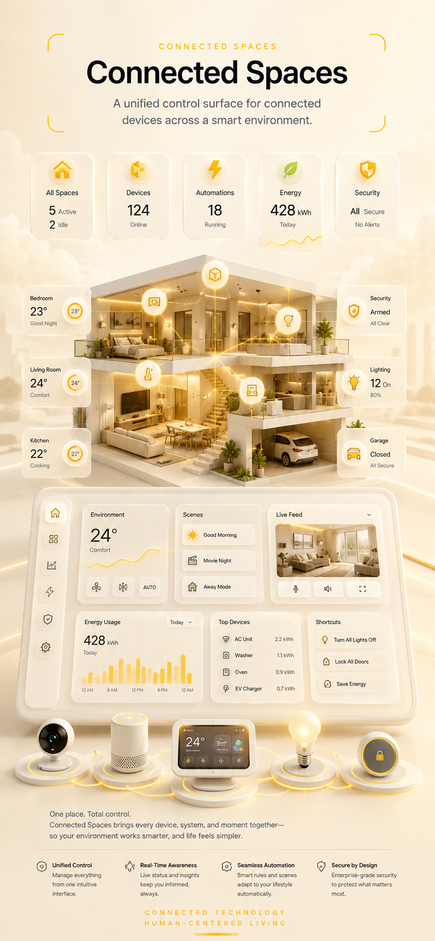 Placeholder concept artwork for Connected Spaces, an IoT control interface